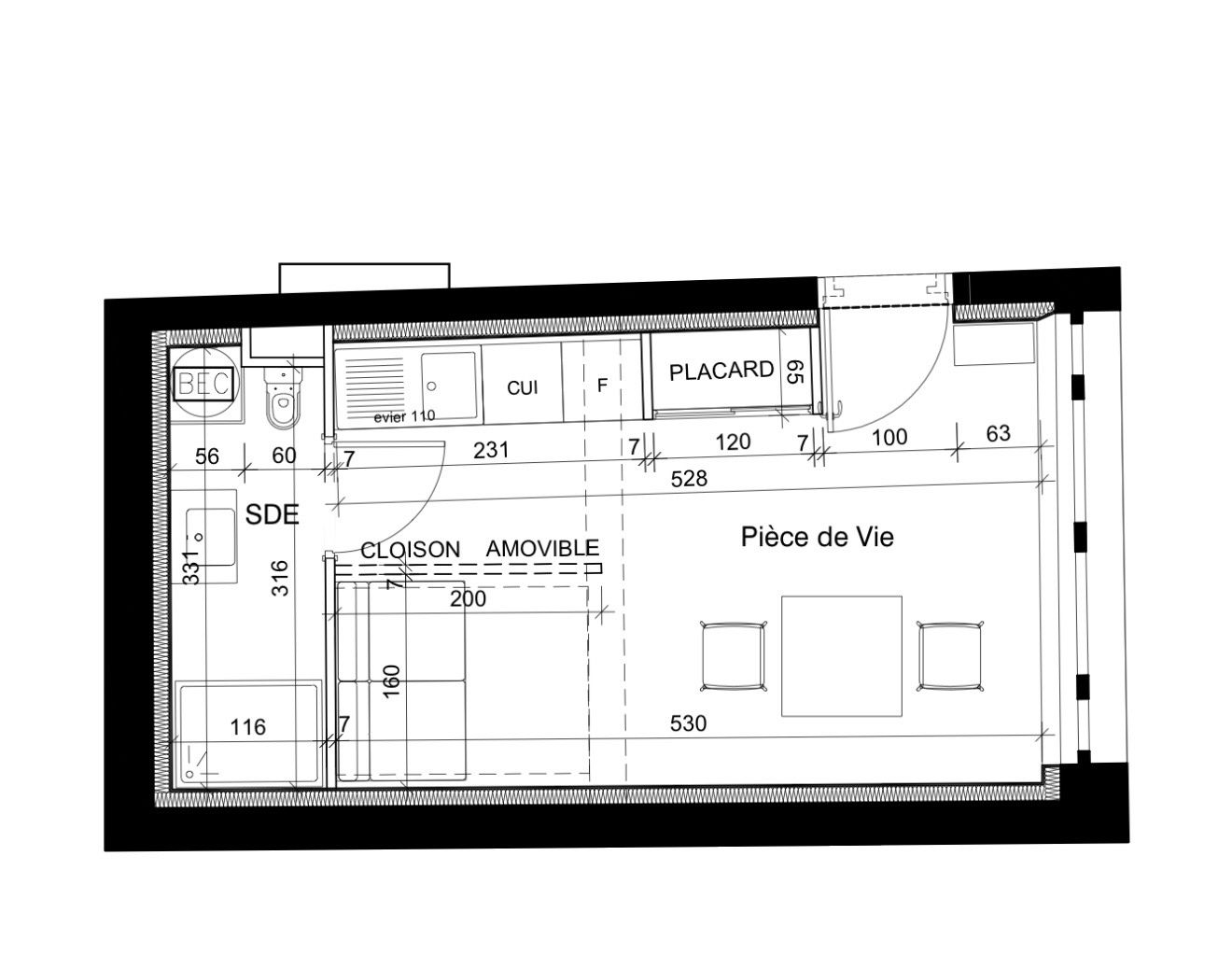 apartment 2 rooms for sale on Deauville (14800)